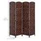 HOMCOM 6ft Folding Room Divider, 4 Panel Wall Partition with Wooden Frame for Bedroom, Home Office, Black
