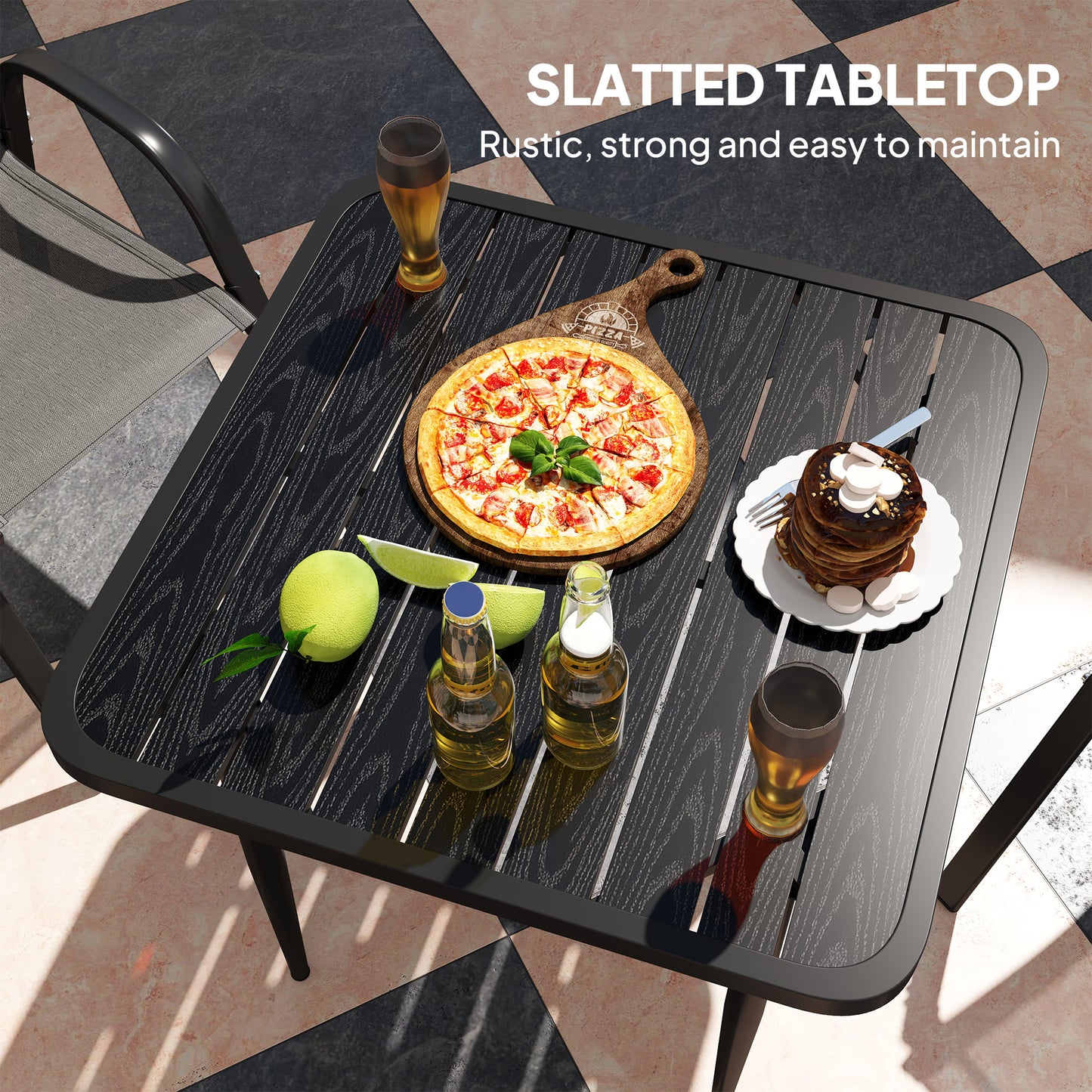 Outsunny 31.5" Patio Dining Table for 4, Metal Square Outdoor Table for Garden, Lawn, Backyard, Black