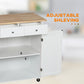 HOMCOM Rolling Kitchen Island with Storage, Kitchen Cart with Rubber Wood Top, Adjustable Shelf, Towel Rack, Hooks and Storage Drawers, White