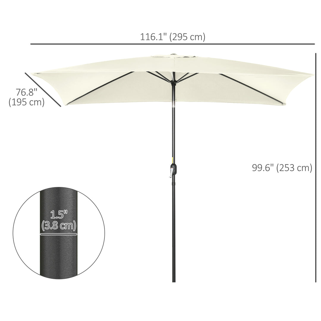 Outsunny 6.5x10ft Rectangle Aluminum Tilt Patio Umbrella, Garden Market Parasol, Outdoor Sunshade Canopy with Crank, Cream White