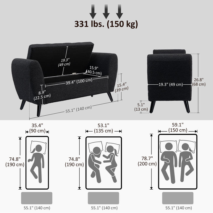 HOMCOM Upholstered Storage Bench with Arms, Modern Ottoman Bench for Bedroom, Entryway, and Living Room, Cream White