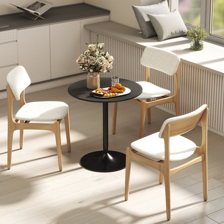 HOMCOM 27.6" Round Kitchen Table for 2, Modern Small Dining Table with Wood Veneer, Steel Base for Dining Room, Natural