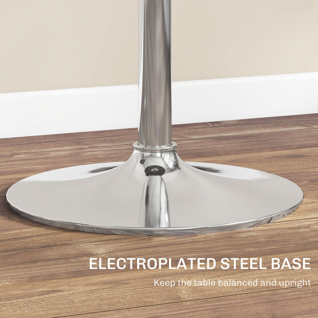 HOMCOM Adjustable Bar Table for 2, Round Pub Table with PE Rattan Top and Steel Base for Home Bar, Small Dining Room, Grey