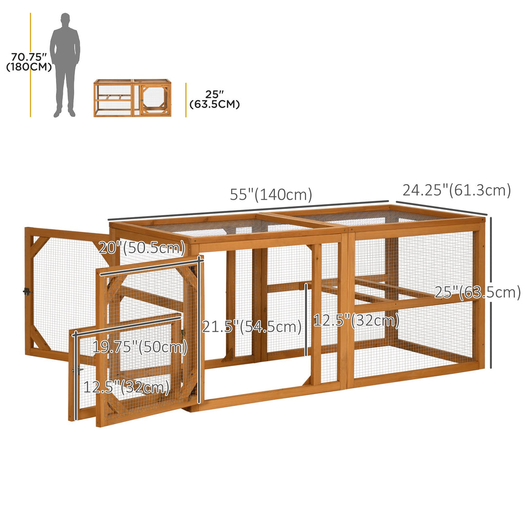 PawHut 55" Wooden Chicken Coop Extension Outdoor with Roosting Bars, Combinable Design, Orange
