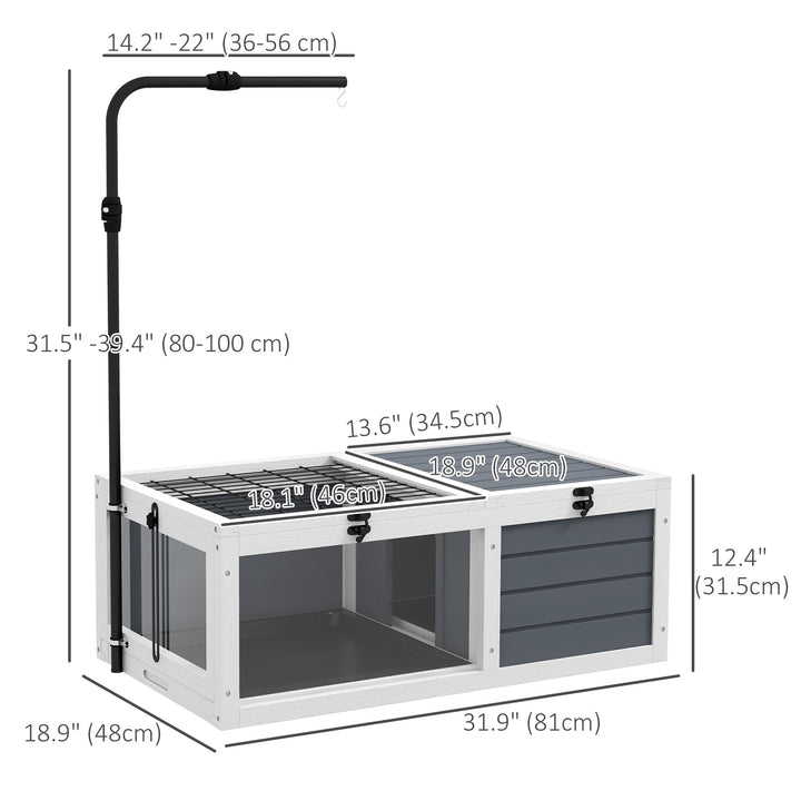 PawHut Tortoise House Wooden Tortoise Enclosure Indoor Outdoor with Adjustable Lamp Holder, Openable Lids, Pull-out Trays