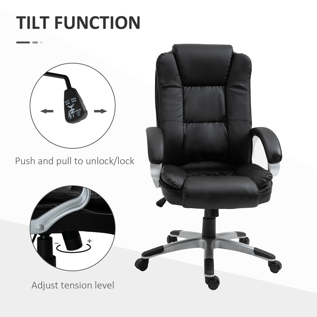 Vinsetto High Back Executive Office Chair Adjustable Desk Seat Swivel PU Leather Computer Chair with Padded Armrests