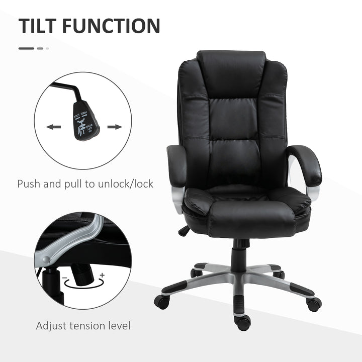 Vinsetto High Back Executive Office Chair Adjustable Desk Seat Swivel PU Leather Computer Chair with Padded Armrests