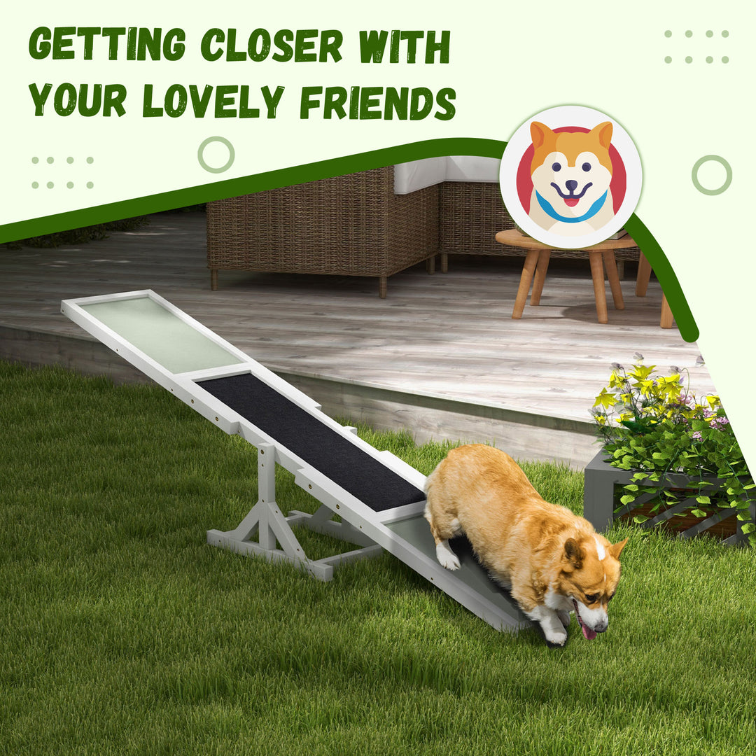 PawHut Wood Pet Seesaw Platform Dog Agility Training Equipment Run Game Toy Weather Resistant Pet Supplies Natural