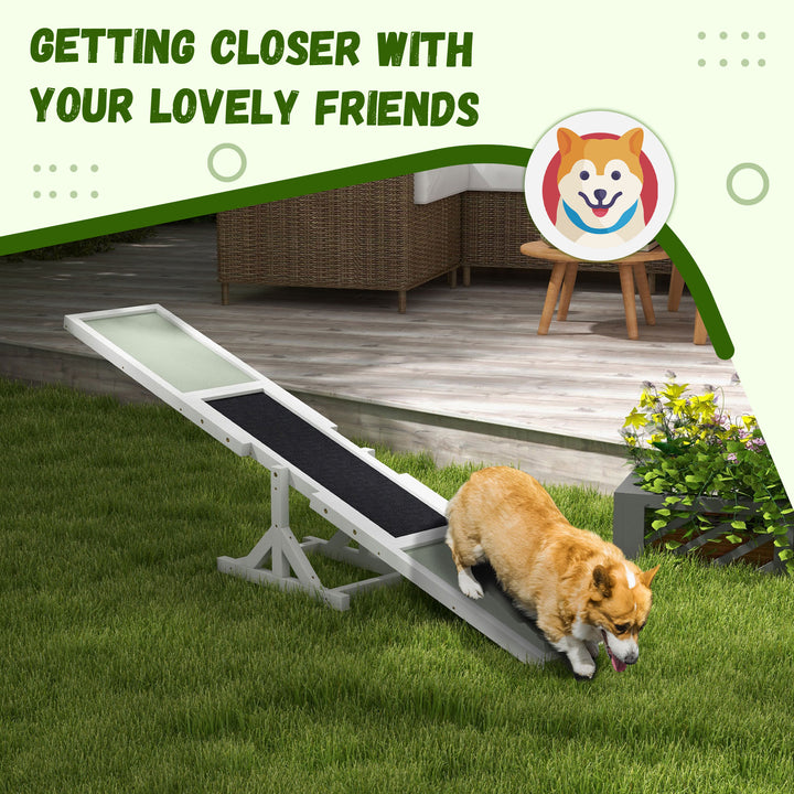 PawHut Wood Pet Seesaw Platform Dog Agility Training Equipment Run Game Toy Weather Resistant Pet Supplies Natural
