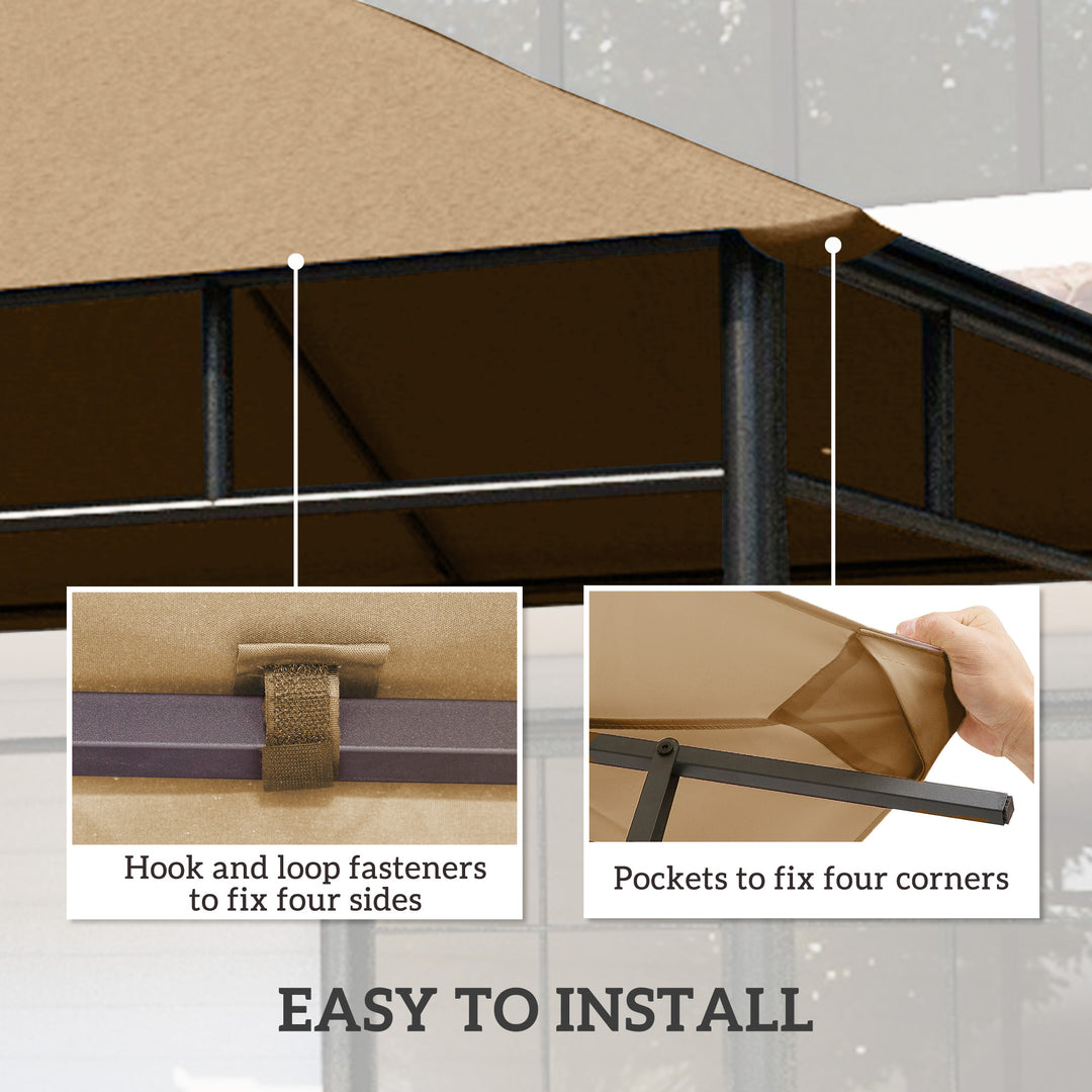 Outsunny 10' x 10' Square Gazebo Canopy Replacement UV Protected Top Cover Sun Shade Coffee