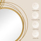HOMCOM Metal Wall Art Gold Frame Circle Bathroom Mirror Decor Home Hanging Wall Sculptures for Living Room Bedroom Dining Room, 42.25" W x 22" H, Gold