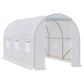 Outsunny 8.2x6.6x6.6ft Walk-in Tunnel Greenhouse Portable Garden Plant Growing Warm House with Door and Ventilation Window, White