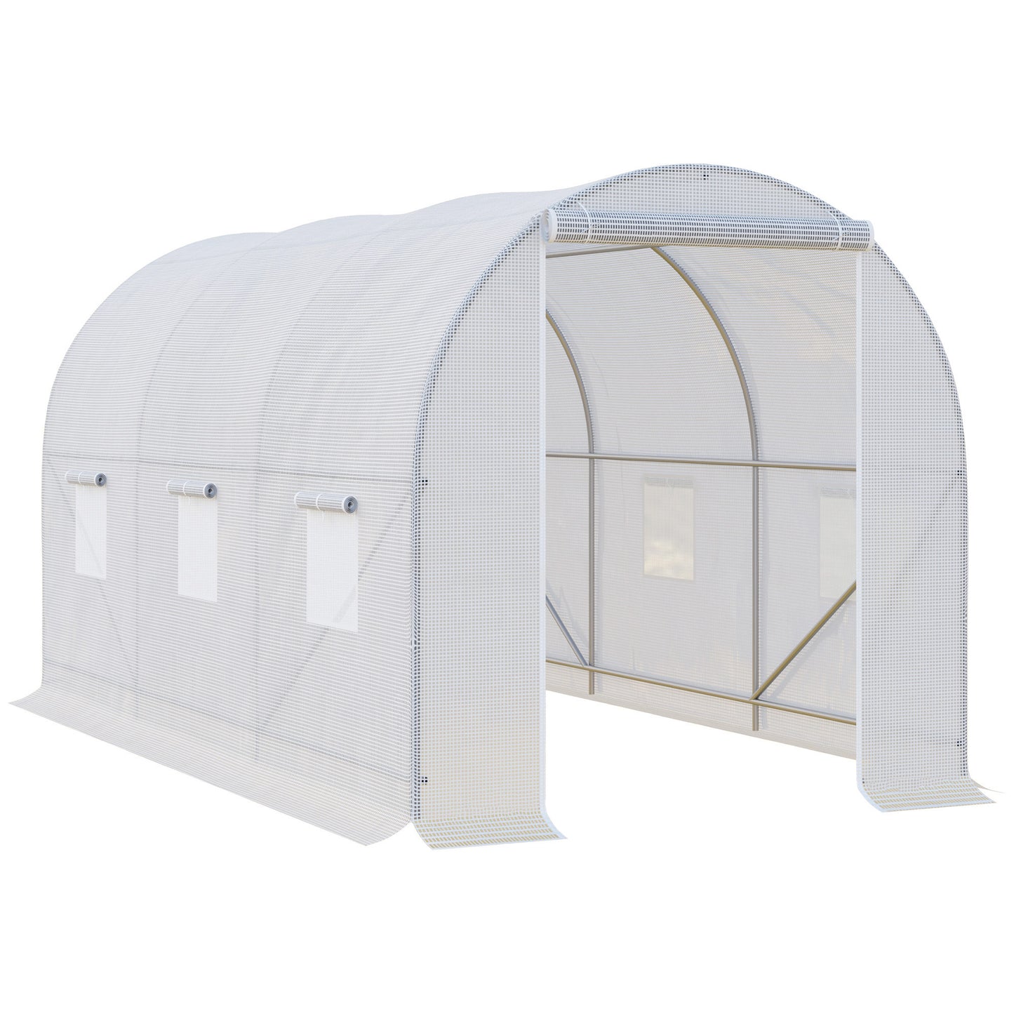 Outsunny 8.2x6.6x6.6ft Walk-in Tunnel Greenhouse Portable Garden Plant Growing Warm House with Door and Ventilation Window, White