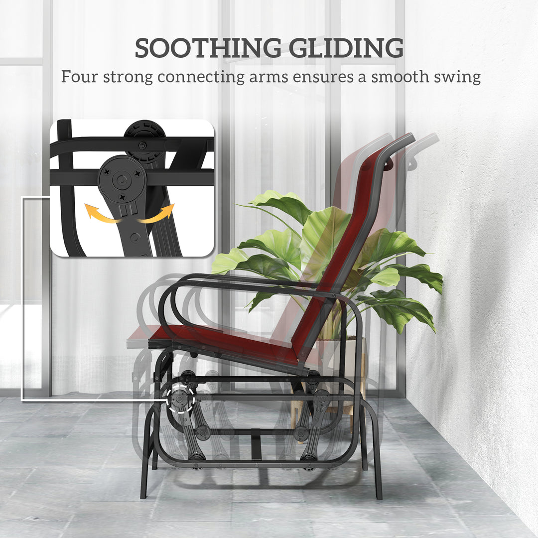 Outsunny Patio Glider with Breathable Mesh Fabric, Outdoor Glider Chair, Garden Rocking Gliding Seat for Patio, Yard, Porch, Brown/Flaxen