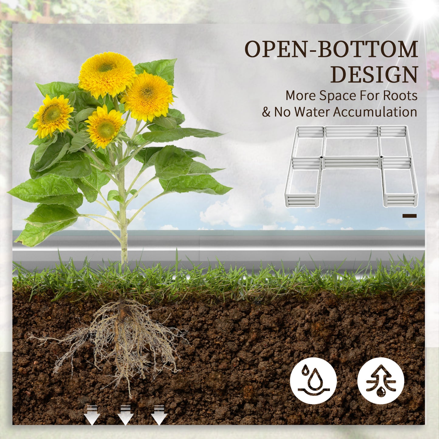 Outsunny Steel Raised Garden Bed, Set of 5 Large Box Planters for Outdoor Plants Vegetables Flowers Herbs, 8x8x1ft, Green