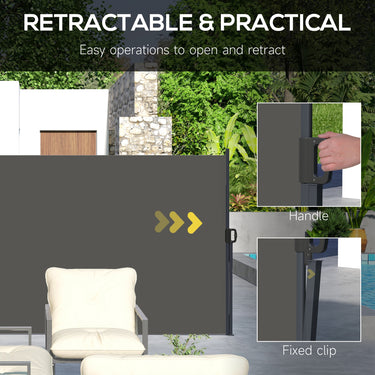 Outsunny 13' x 5' Retractable Side Awning, Outdoor Privacy Screen for Garden, Hot Tub, Balcony, Terrace, Pool, Dark Grey