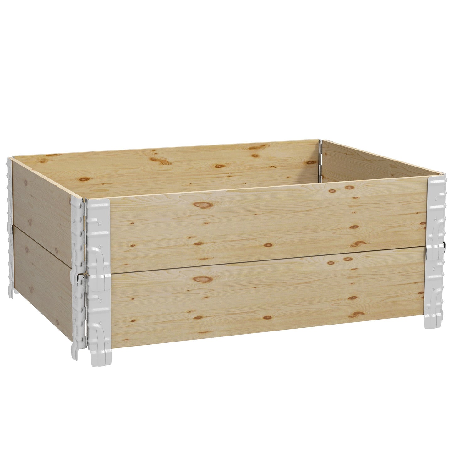 Outsunny Raised Garden Bed, Foldable Two-Box Wooden Planters for Outdoor Vegetables, Flowers, Herbs, Plants, Easy Assembly