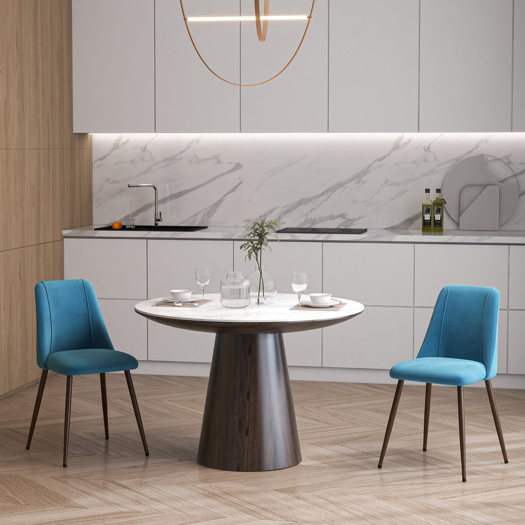 HOMCOM Upholstered Dining Chairs Set of 4, Velvet Accent Chair with Back and Wood-grain Steel Leg for Kitchen, Grey