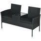 Outsunny Patio Furniture w/ Mid-Table PE Rattan Loveseat w/ Cushion, Cream White