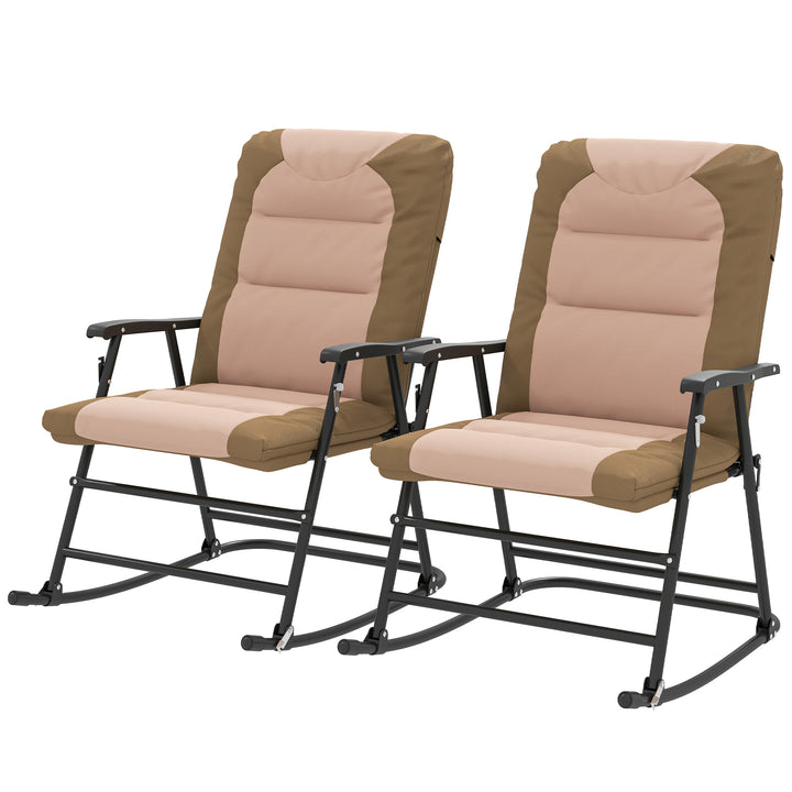 Outsunny Folding Rocking Chair Set of 2 Padded Rockers with Armrest, Navy Blue