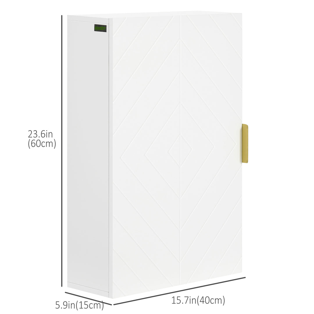 kleankin Bathroom Medicine Cabinet, Modern Wall Cabinet with Adjustable Shelves and Single Door for Laundry Room