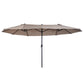 Outsunny 15ft Double-sided Patio Umbrella with Twin Canopy, Extra Large Outdoor Parasol with Crank for Pool, Deck, Market, Blue