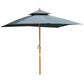 Outsunny 10x10ft Garden Market Parasol Wood Square Patio Umbrella Sunshade Canopy with 2 Pulley Pagoda Style Dark Grey