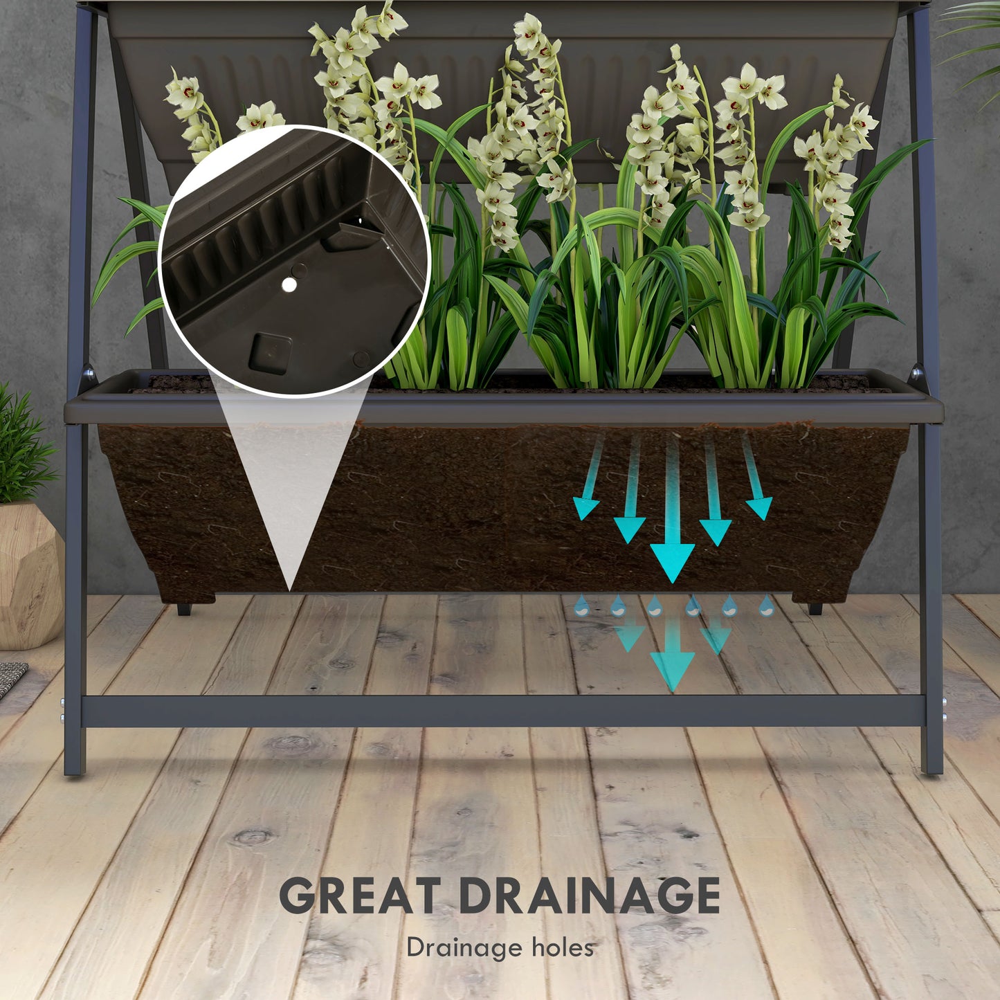 Outsunny 4-Tier Vertical Raised Garden Planter with 4 Boxes, Outdoor Plant Stand Grow Container for Vegetable Flowers, Brown