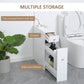 HOMCOM Space Saving Toilet Paper Cabinet, Narrow Bathroom Cabinet with Drawers and Hidden Storage, White