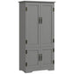 HOMCOM 48" 4-Door Storage Cabinet Multi-Storey Large Space Pantry with Adjustable Shelves Black
