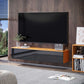 HOMCOM Wall Mounted TV Stand, Floating TV Cabinet for up to 70" TVs with Storage, High Gloss Effect, Brown and Black