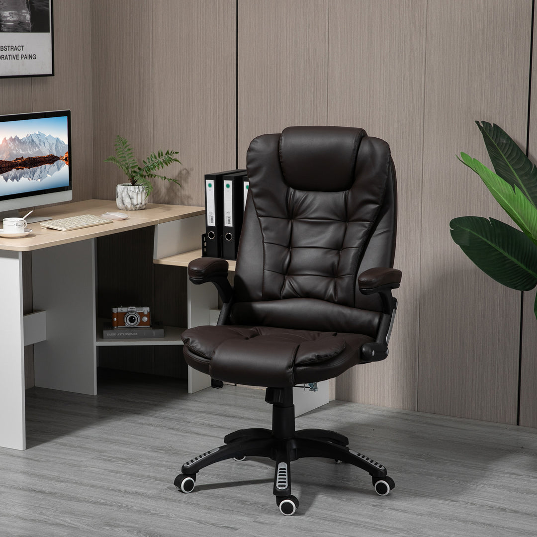 Vinsetto Executive Office Chair High Back PU Leather Computer Chair, with Swivel Wheels, Arm, Adjustable Height, Brown