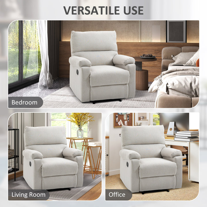 HOMCOM Recliner Chair, Manual Reclining Chair with Footrest, Padded Seat for Living Room, Bedroom, Study, Cream White