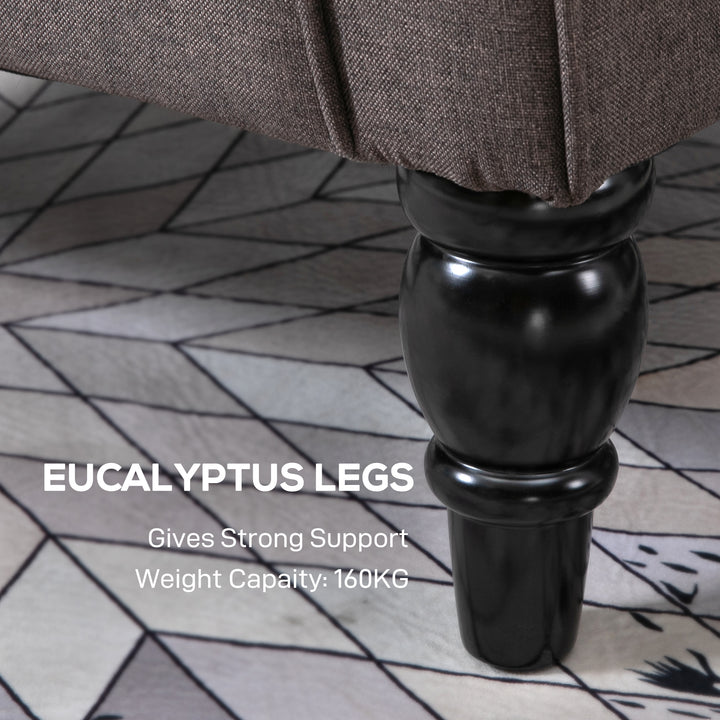 HOMCOM Fabric Accent Chair, Button Tufted Armchair, Upholstered Modern Living Room Chair, Wingback Chair with Wood Legs, Rolled Arms, Thick Padding for Bedroom, White