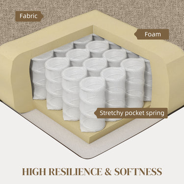 HOMCOM Fabric Accent Chair, Modern Armchair with Seat Cushion and Non-Slip Pads for Living Room, Bedroom, Light Brown