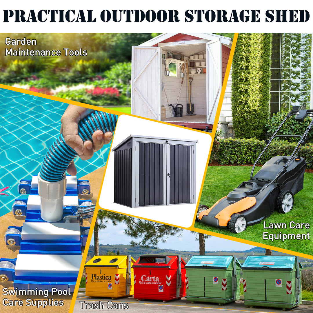 Outsunny 5ft x 3ft Outdoor Garbage Bin Storage Shed with Lockable Doors and Lid, Outside Storage Shed for Trash Can, Black