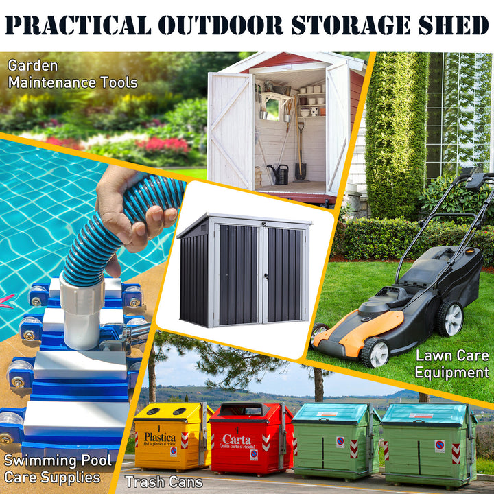 Outsunny 5ft x 3ft Outdoor Garbage Bin Storage Shed with Lockable Doors and Lid, Outside Storage Shed for Trash Can, Black