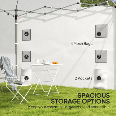 Outsunny Instant Canopy Sidewall with 4 Storage Bag for 10 x 10 ft Straight Leg Pop Up Canopies, 1 Pack Sidewall Only, White