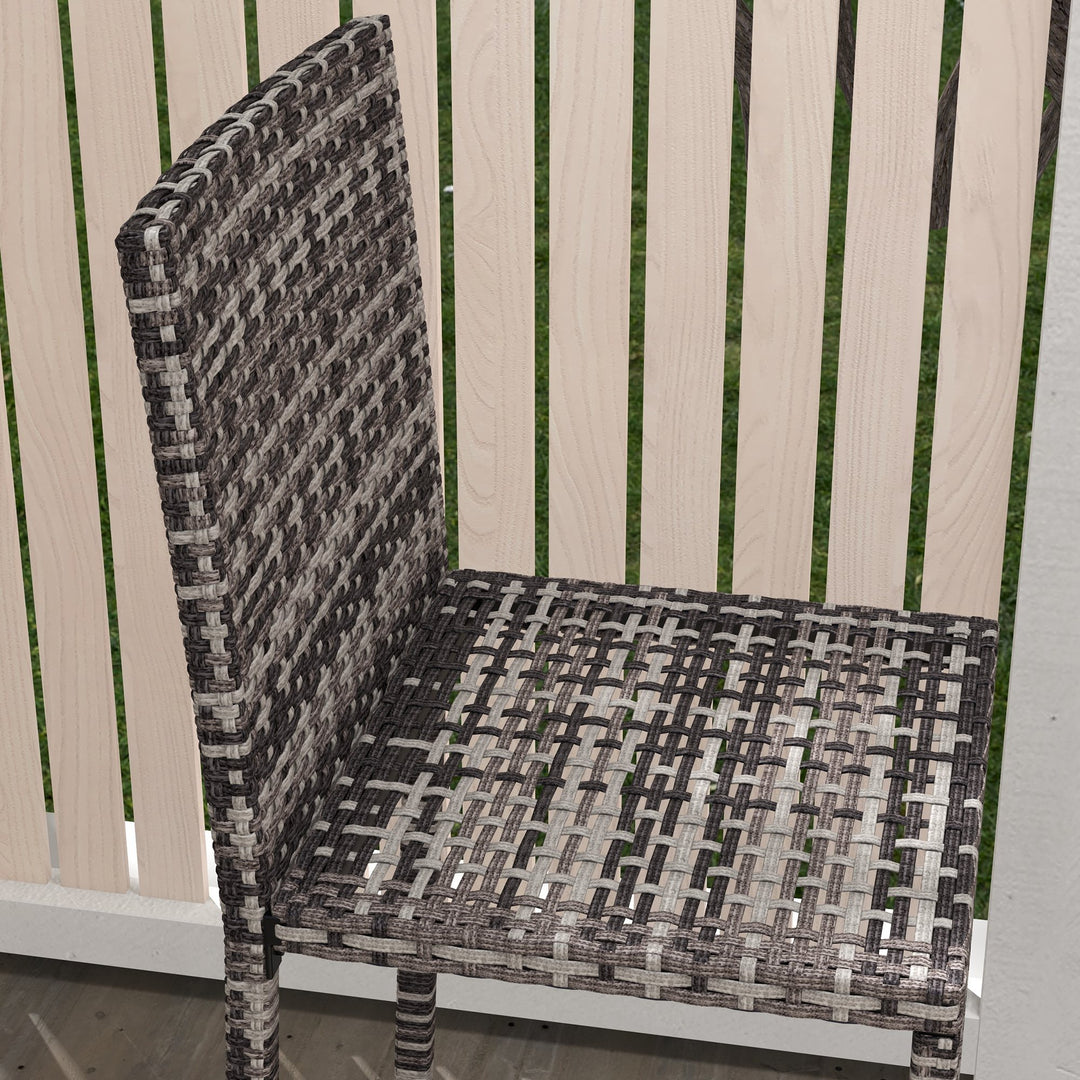 Outsunny 3 Piece Patio Bar Set Wicker Rattan Garden Bistro Set Barstool and Table for Patio Backyard Balcony Poolside, Black