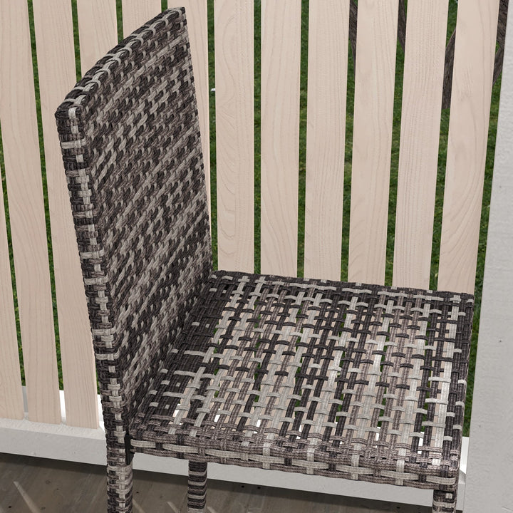 Outsunny 3 Piece Patio Bar Set Wicker Rattan Garden Bistro Set Barstool and Table for Patio Backyard Balcony Poolside, Black