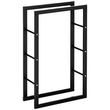 HOMCOM Firewood Rack Outdoor, Log Holder Fireplace Storage Rack with Handles and 220 lbs. Weight Capacity, 23.6" x 9.8" x 39.4", Black