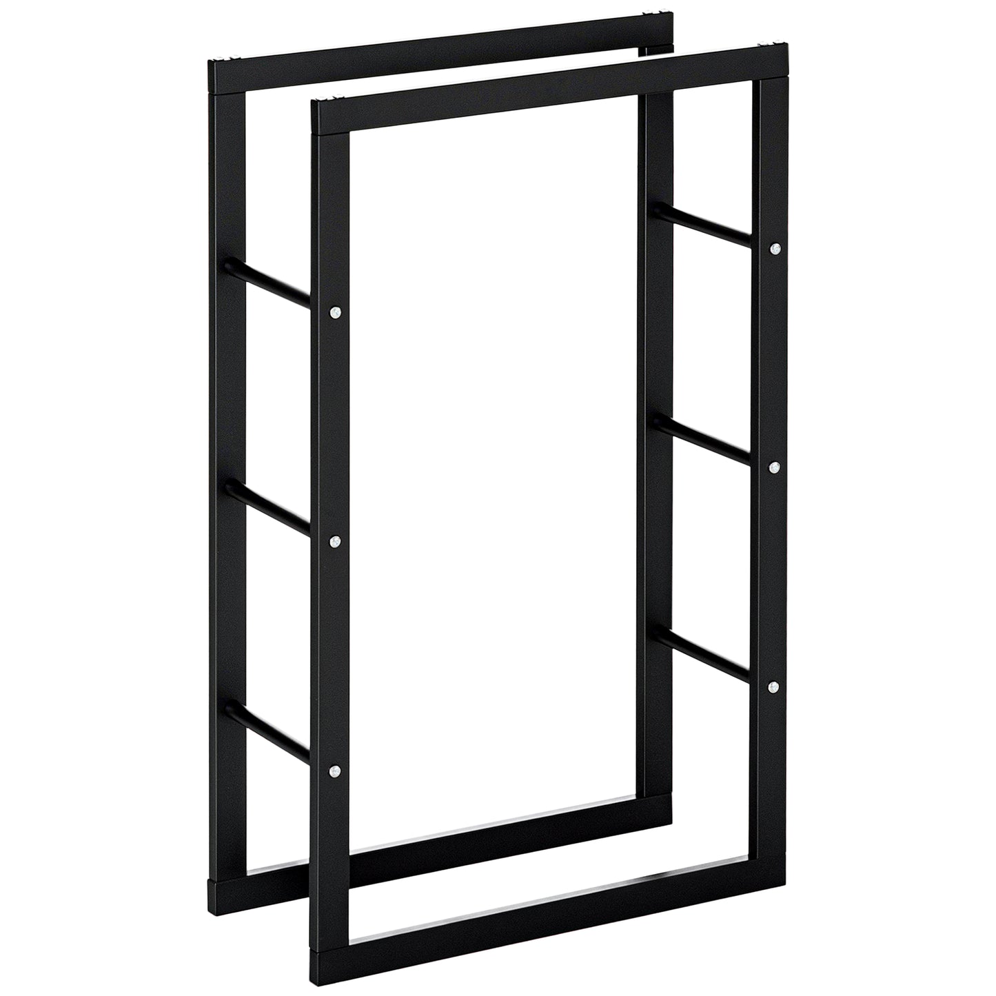 HOMCOM Firewood Rack Outdoor, Log Holder Fireplace Storage Rack with Handles and 220 lbs. Weight Capacity, 23.6" x 9.8" x 39.4", Black