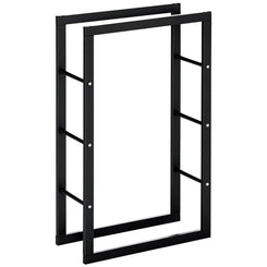 HOMCOM Firewood Rack Outdoor, Log Holder Fireplace Storage Rack with Handles and 220 lbs. Weight Capacity, 23.6" x 9.8" x 39.4", Black
