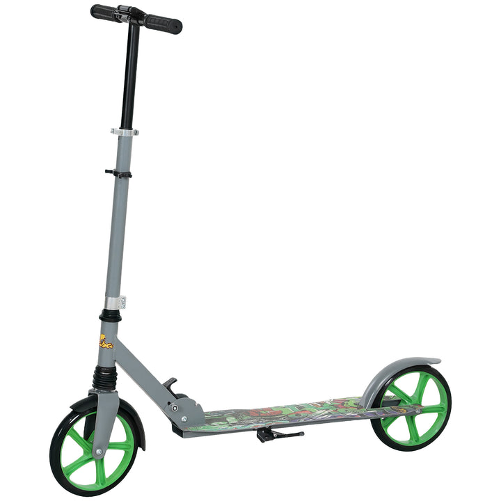 Qaba Kick Scooter for Kids Ages 6-12 with Adjustable Height, Rear-Fender Brake, 200mm Big Wheel, Foldable Design, Green