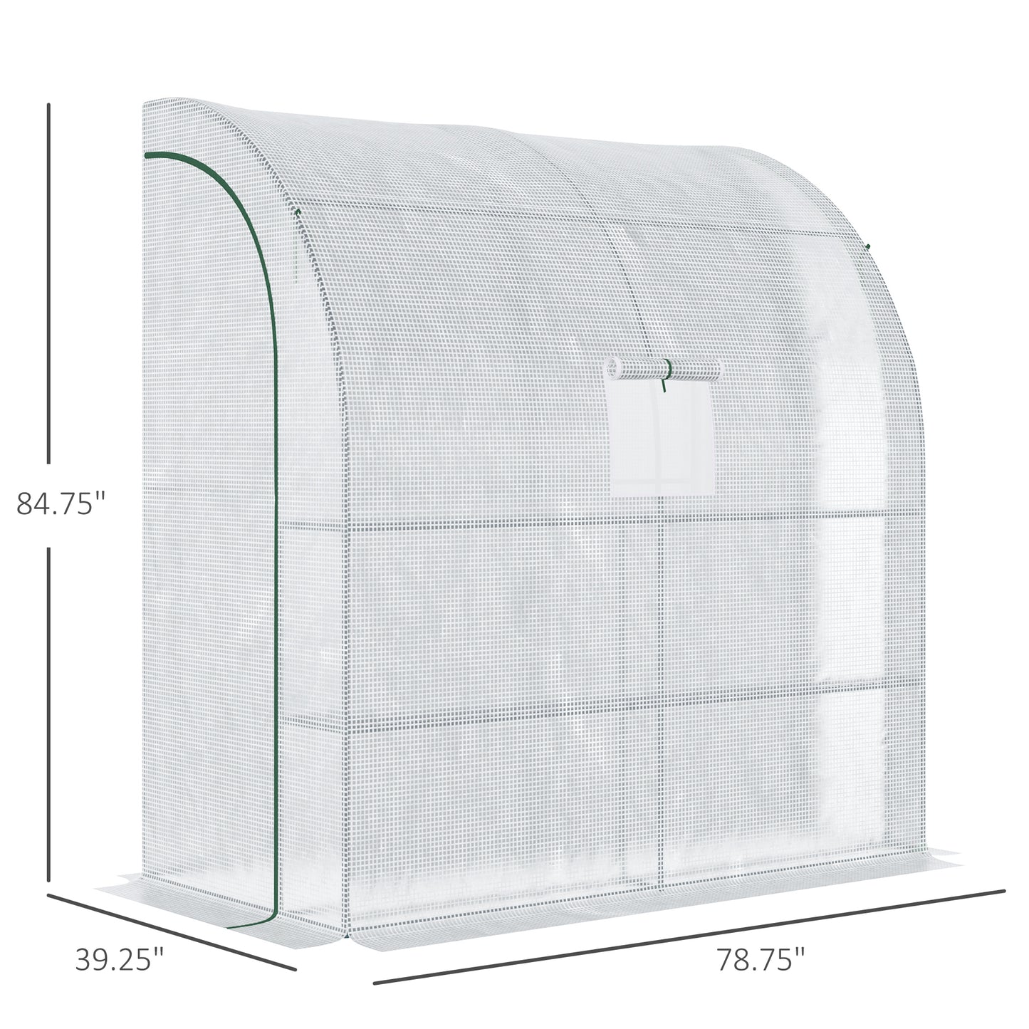 Outsunny 7' x 4' x 7' Outdoor Lean-to Walk-in Garden Greenhouse with Roll-Up Door Hot House for Plants Herbs Vegetables, White