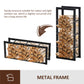HOMCOM Firewood Rack Outdoor, Log Holder Fireplace Storage Rack with Handles and 220 lbs. Weight Capacity, 23.6" x 9.8" x 39.4", Black