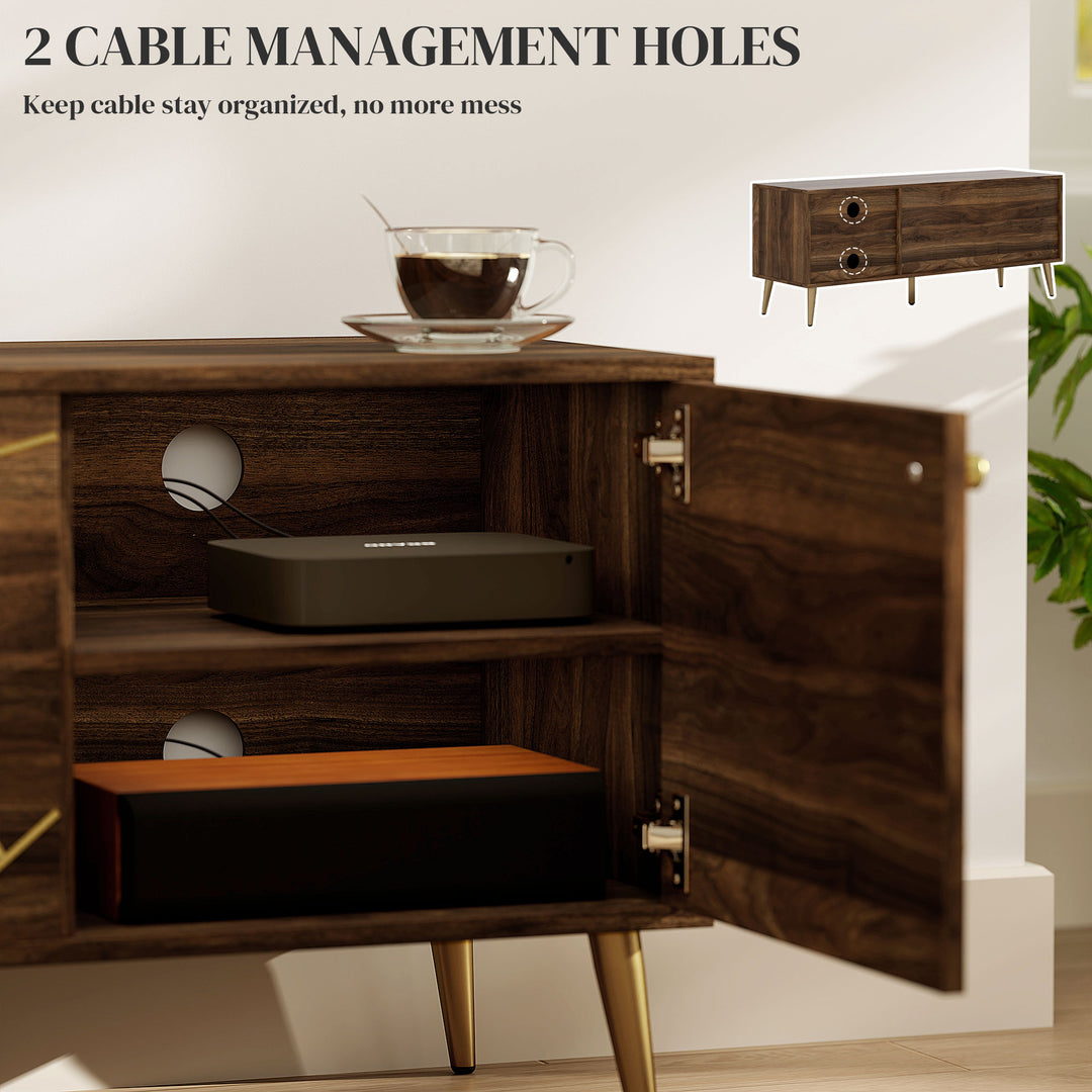 HOMCOM Modern TV Stand for up to 60" TV, TV Cabinet with Adjustable Shelves, Cable Management for Living Room, Rustic Brown