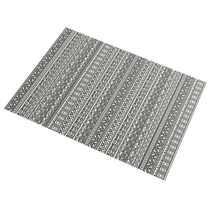 Outsunny Reversible Outdoor Rug Waterproof Plastic Straw RV Rug with Carry Bag, 9' x 12', Grey and Cream White Boho