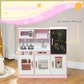Qaba Play Kitchen for Kids, Kids Kitchen Playset w/ Chalkboard, Ice Maker, Play Phone, Sink, Microwave