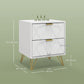 HOMCOM Modern Bedside Table, Accent Nightstand with 2 Drawers, Bed End Table for Bedroom, Living Room, White